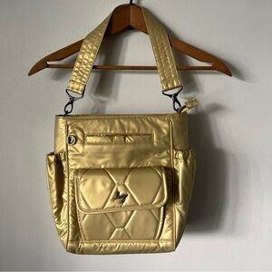 Lug Toss Gold Metallic Purse Handbag Shoulder Crossbody Bag Diaper Baby Travel